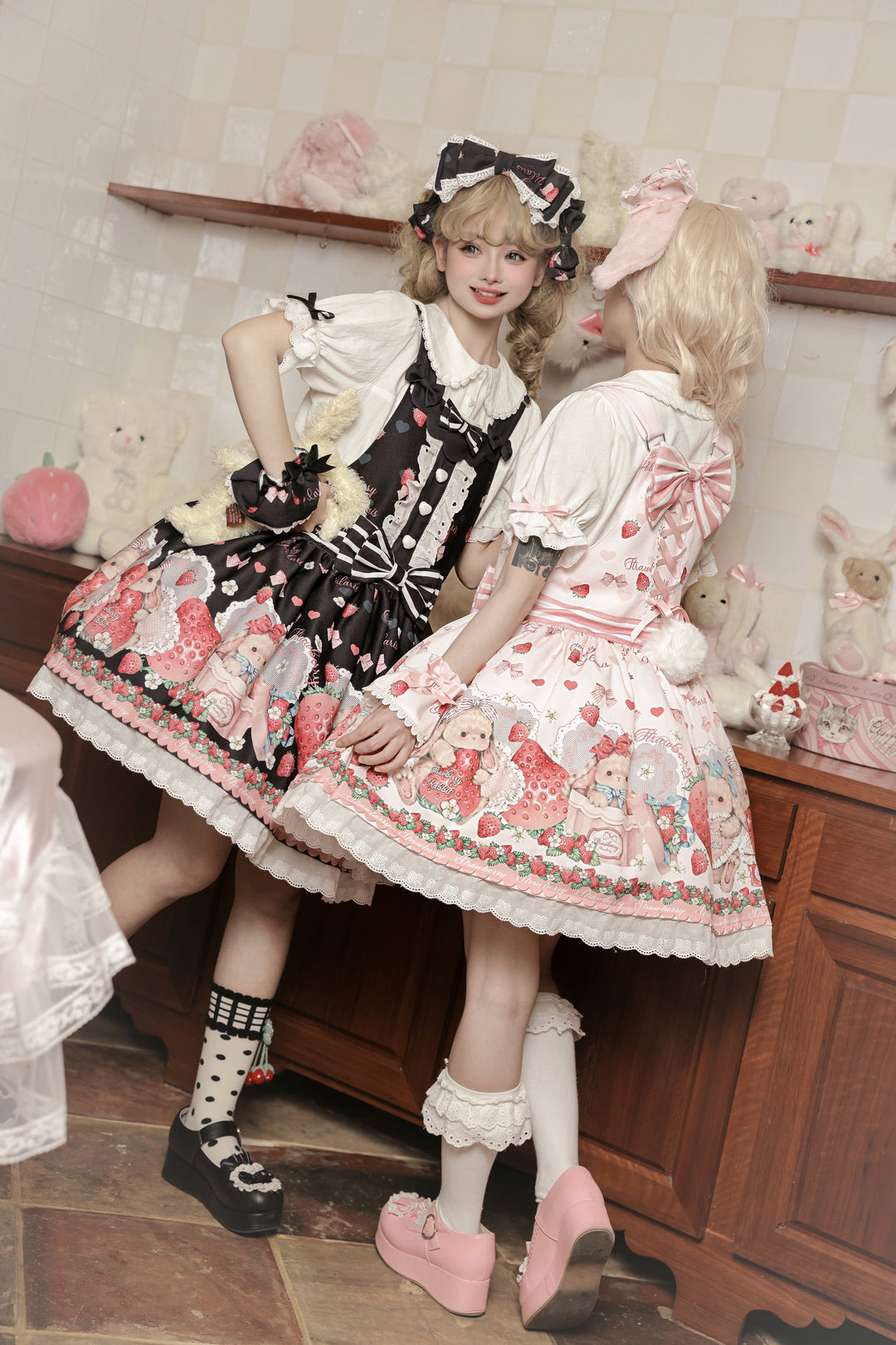 Polaris Lolita~Rabbit Berry Gift Box~Sweet Lolita Salopette and Dress Set   