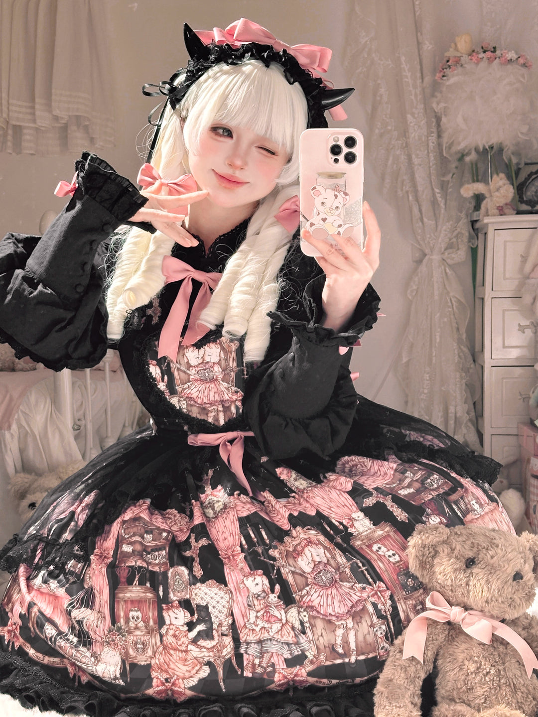 Uncle Wall Original~Missing Lamb Case~Gothic Lolita Dress Set with Sheep Prints 42971:760788