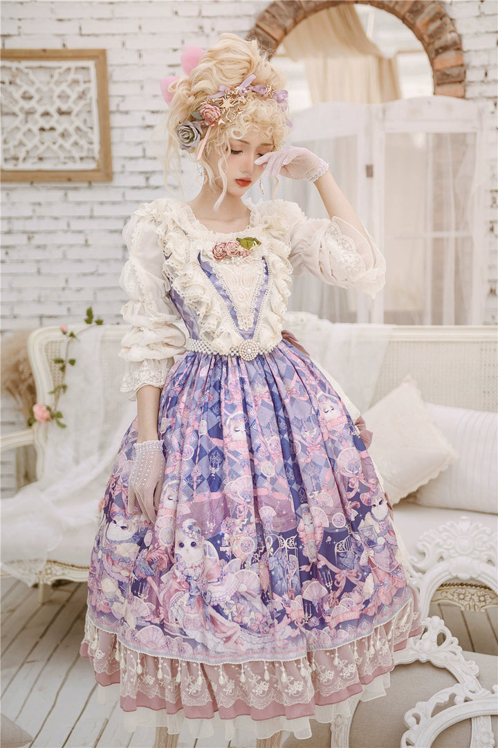 Miss Point~Elizabeth Meow~Classic Lolita Blouse Lotus Root Sleeve Lolita Shirt 40686:673512