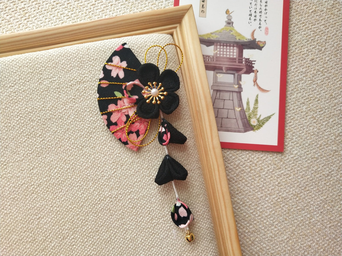 (BFM)Xuanji~Wa Lolita Headdress Sakura Fan Lolita Accessory Black Sakura  