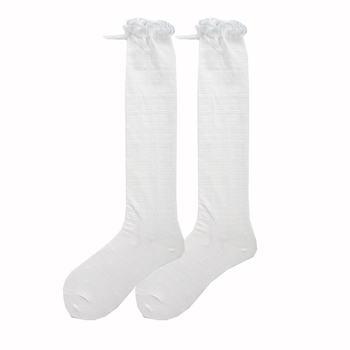 Roji Roji~Sweet Lolita Socks Cute Cotton Lolita Stockings Polka Dot free size White OTK socks 