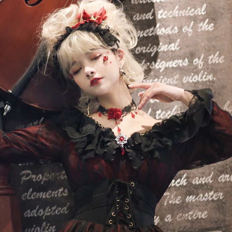Miss Point~Dawn Girl~Reto Elegant lolita OP Dress Lace Long Sleeve 32768:392822
