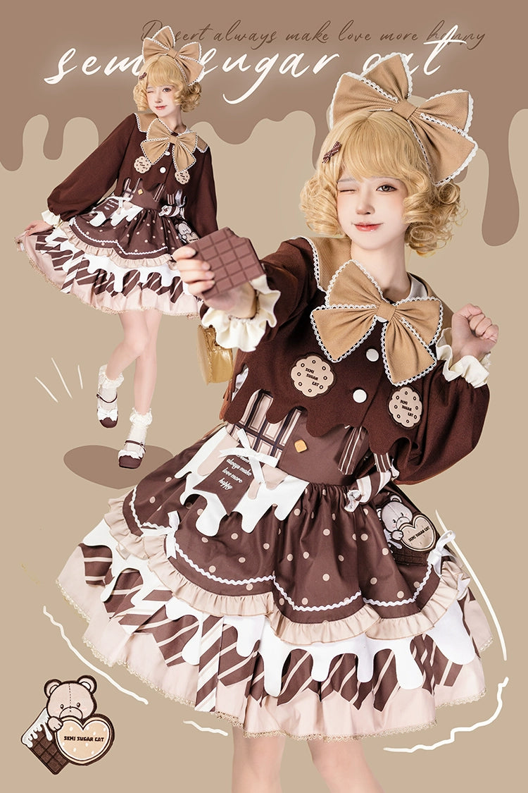 Half Sweet Lolita~Chocolate Milk Pie~Sweet Lolita Jumper Dress Summer Salopette