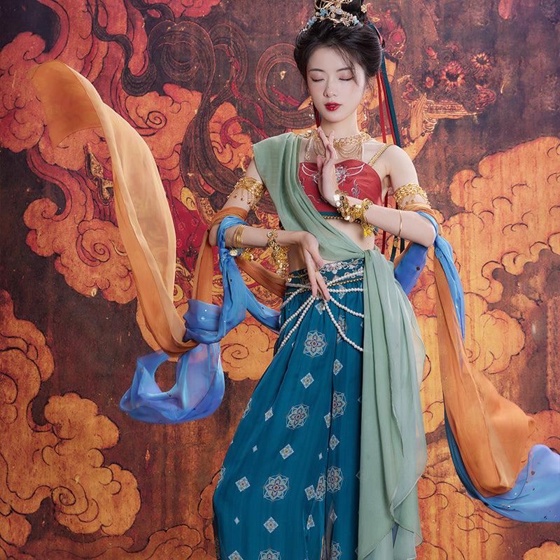 Chixia~ Han Lolita Elegant Assorted Color Dunhuang Elements Pants Set S full set 