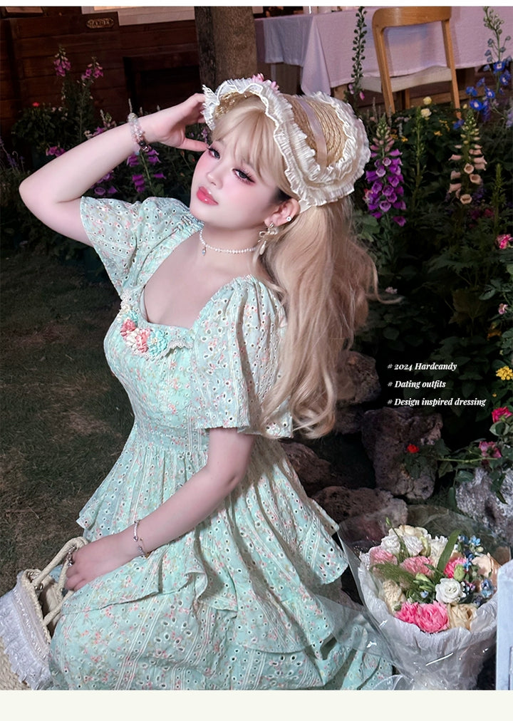 Yingtang~Dreamy Alice~Plus Size Lolita Dress Vintage Mint Green Dress   