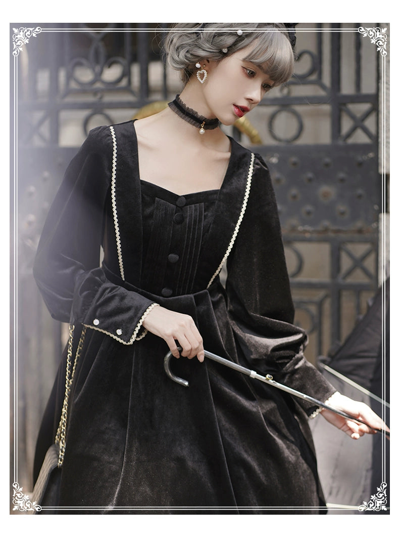 (BFM)YingLuoFu~College Style Lolita Cape Gold Embroidery Cloak Set   