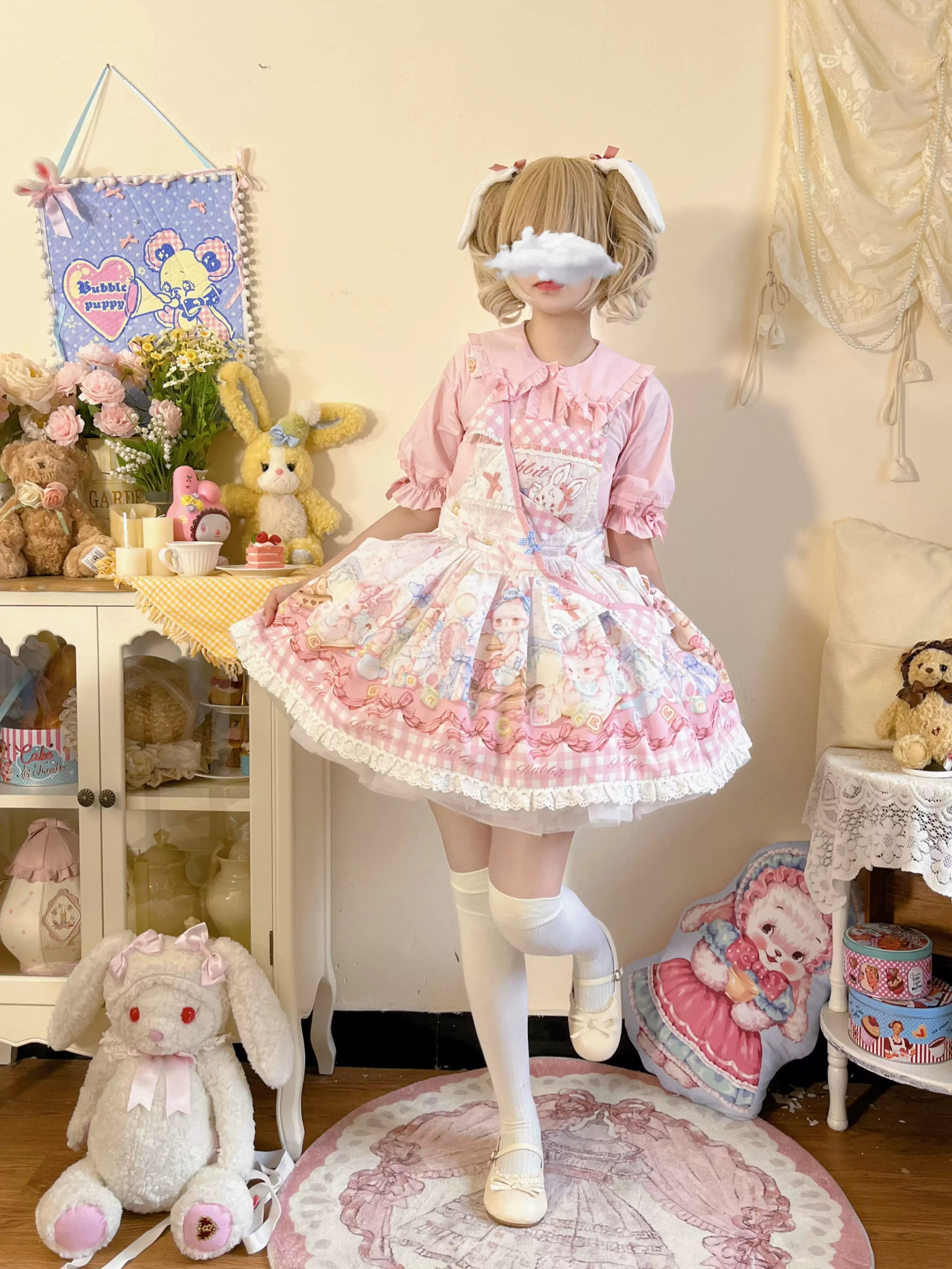 Cute Rabbit - Sweet Lolita Short Sleeve Shirt, Bunny Ears