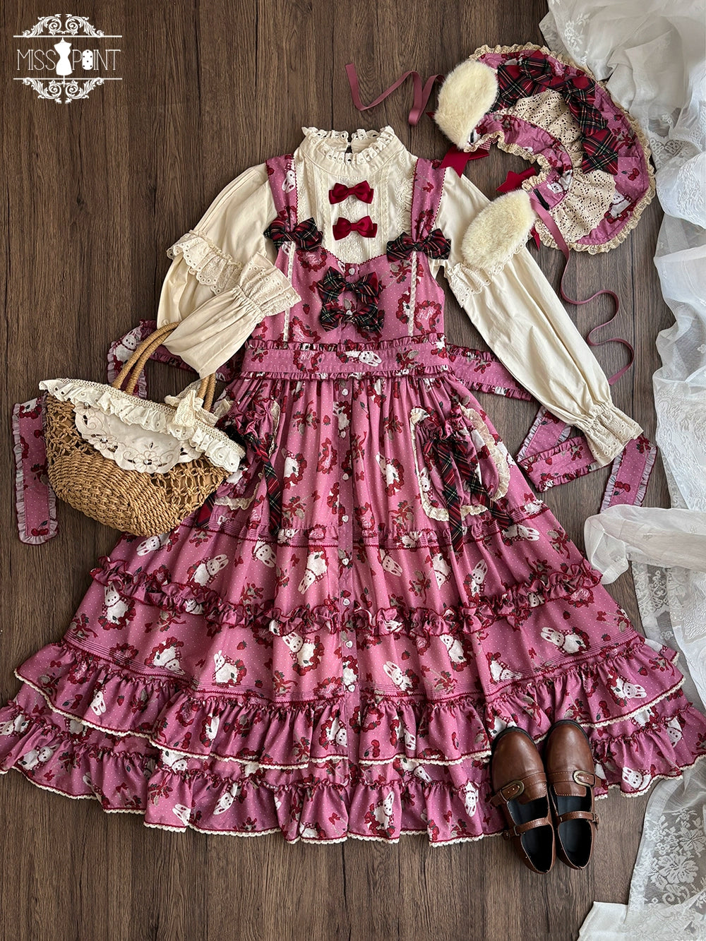 Miss Point - Forest Berry Bunny - Sweet Lolita JSK Elegant Bunny Print Dress 41972:721058