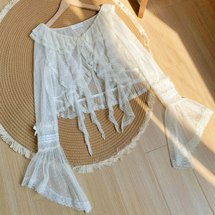 With PUJI~Letters and Poetry~Summer Classic Lolita Tulle Lace Bolero with Multi-Color
