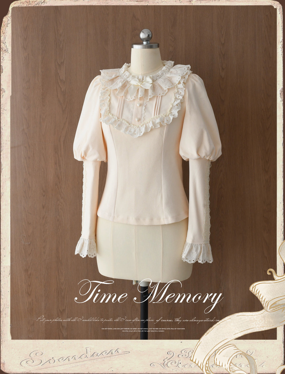Time Memory~Cozy and Warm~Elegant Lolita Shirt Slimming Mutton Sleeves Blouse S beige 