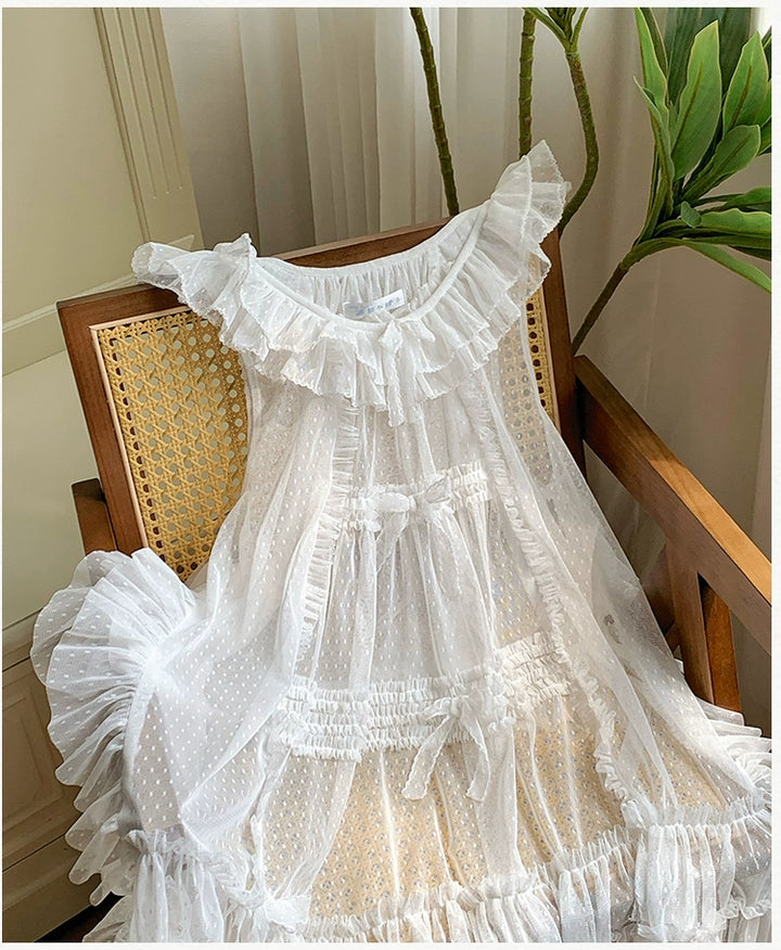 With PUJI~Letters and Poetry~Classic Lolita Tulle Over-Skirt for Summer