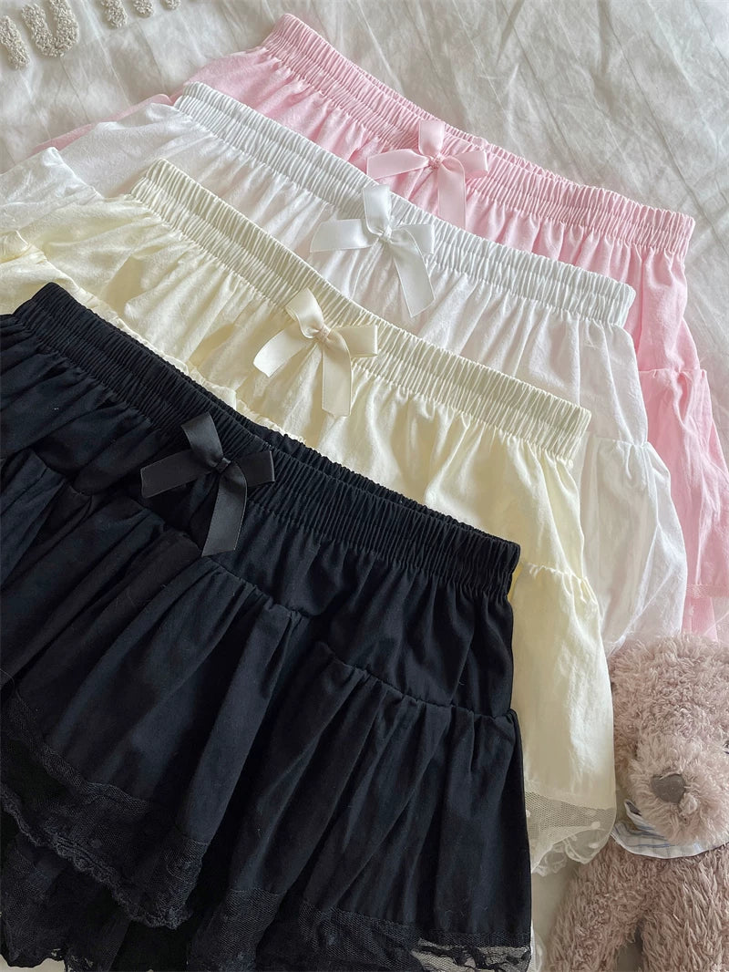 Sweet Lolita Cotton Bloomers, Lace Polka Dot Hem