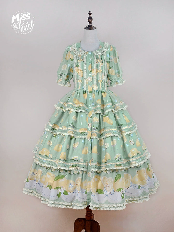 Miss Point~Lemon Chick~Country Lolita Printed OP With Button Front 42984:760440