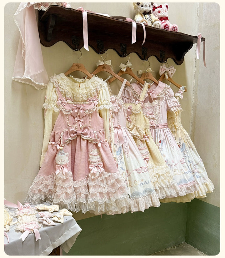 Mademoiselle Pearl~Wedding Cake~Sweet Lolita Dress Suit Printed JSK