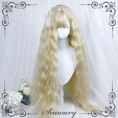 Sinwavy~Waltz~Elegant Lolita Long Curly Wig Multicolors beige gold  