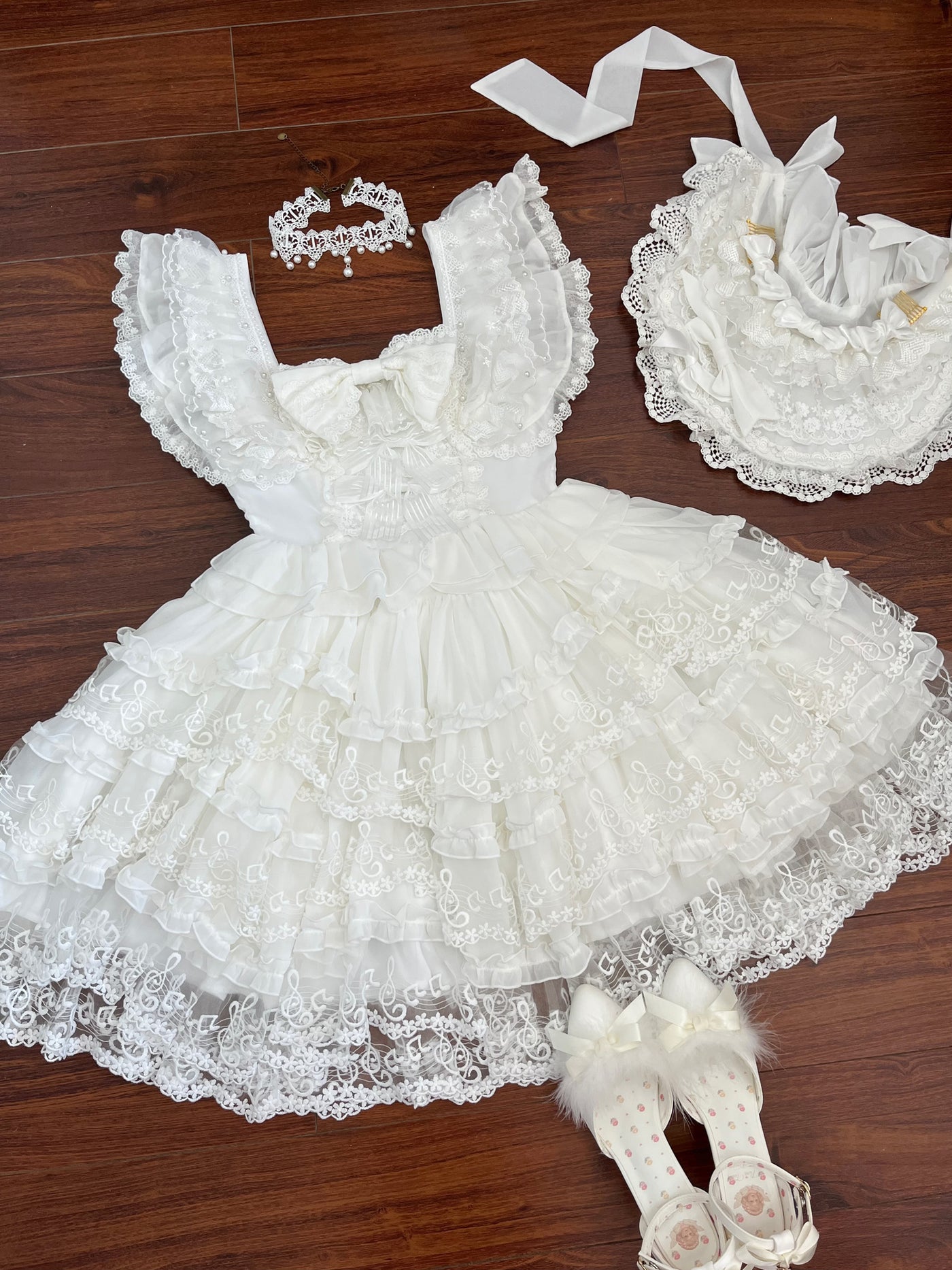 (BFM)Nn Star~Lolita Wedding Dress with Gorgeous Floral Design M White JSK only (pre-order) 