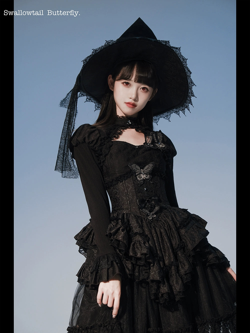 MORY HITOMI~Swallowtail Butterfly~Gothic Lolita Skirt Skeleton Embroidered Dress   