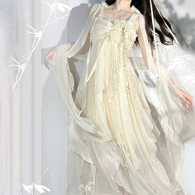 Letters from Unknown Stars~Daily Lolita JSK Dress Summer Elegant Dress S Strap dress + shawl 