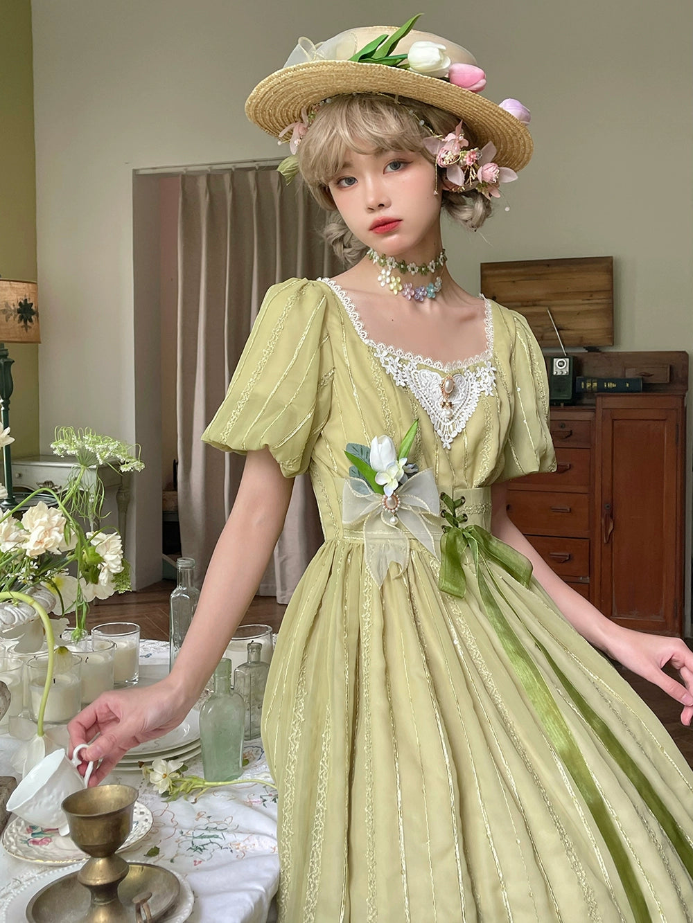 Miss Point~Tulip~Classic Lolita OP Dress Short Sleeve Dress Multicolors 19622:405542