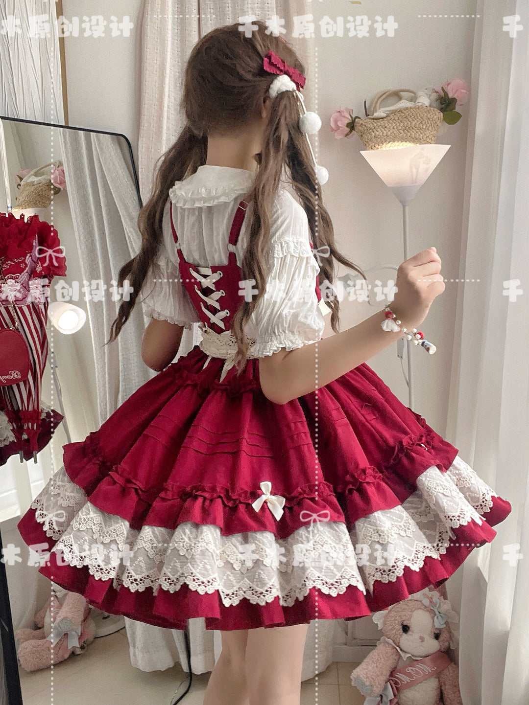 Qianmu~Vivian~Sweet Lolita JSK Doll Lolita Tiered Ruffles Dress 42398:741436