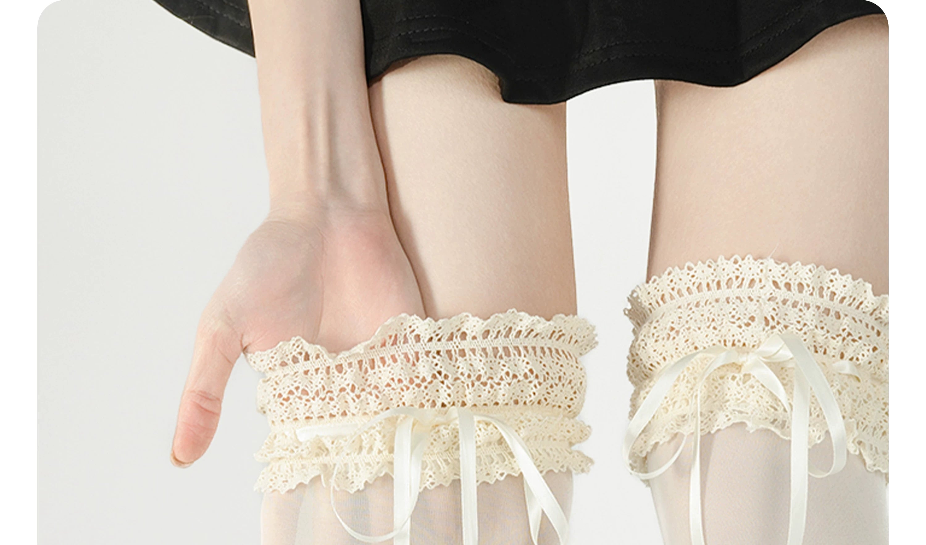 Classic Lolita Socks, Lace Ruffles & Ribbon Bows