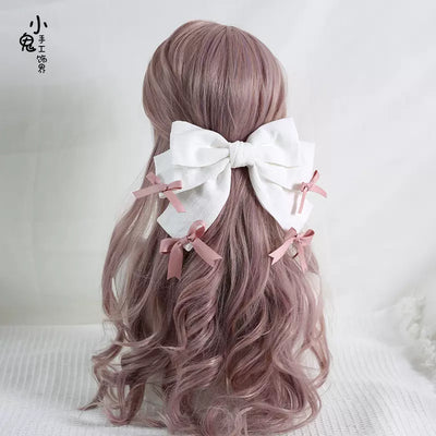 Xiaogui~Four O'clock Flower~Cotton Doll-like Lolita Headdress white and pink spring clip (10cm 2 pieces)  