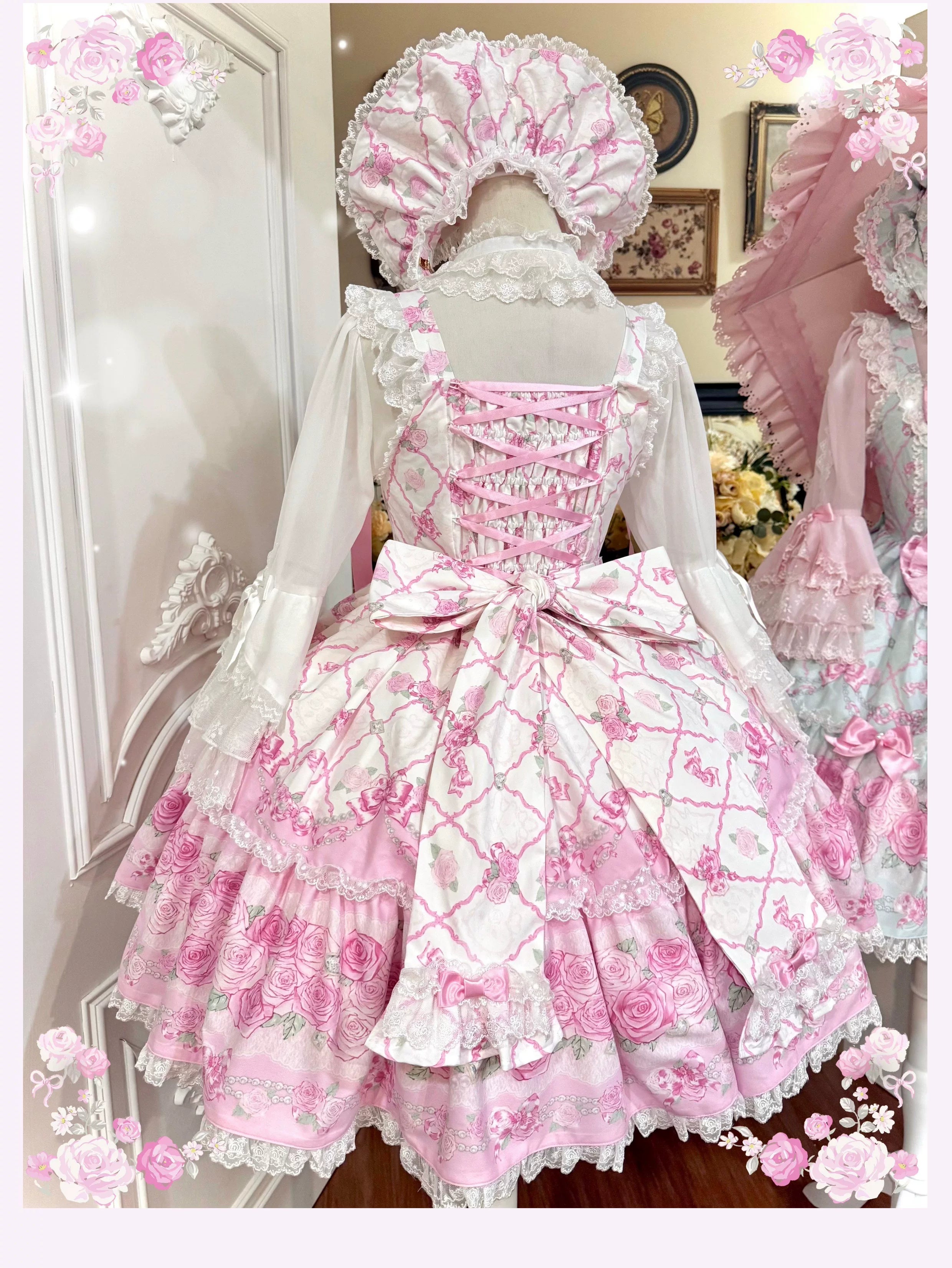 Summer 2026 - Old School Lolita Floral Printed JSK Dress with Ribbon Bows 45521:851914