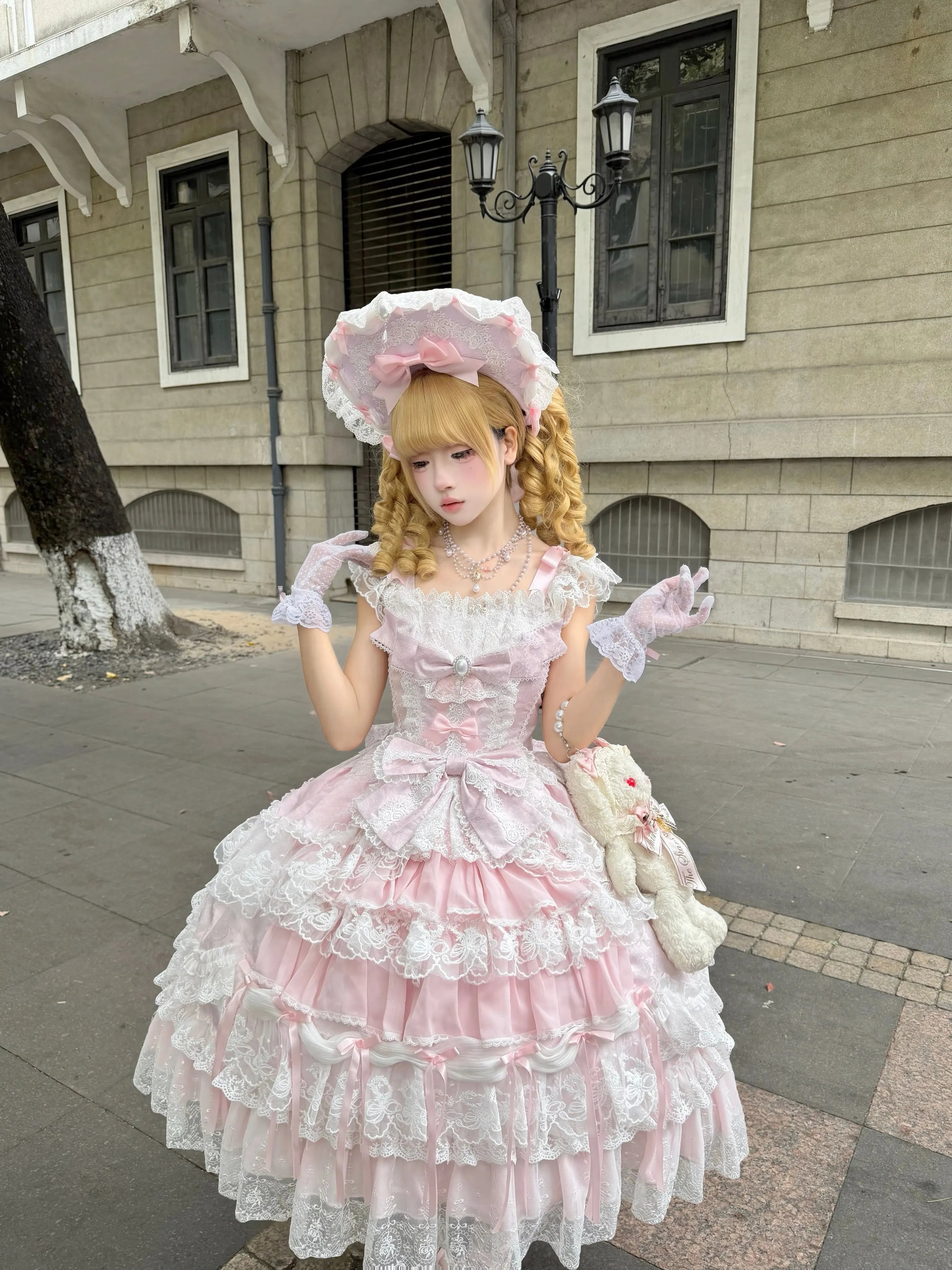 Eternal Floral Whisper - Sweet Lolita Tiered JSK Dress with Lace 45601:854612