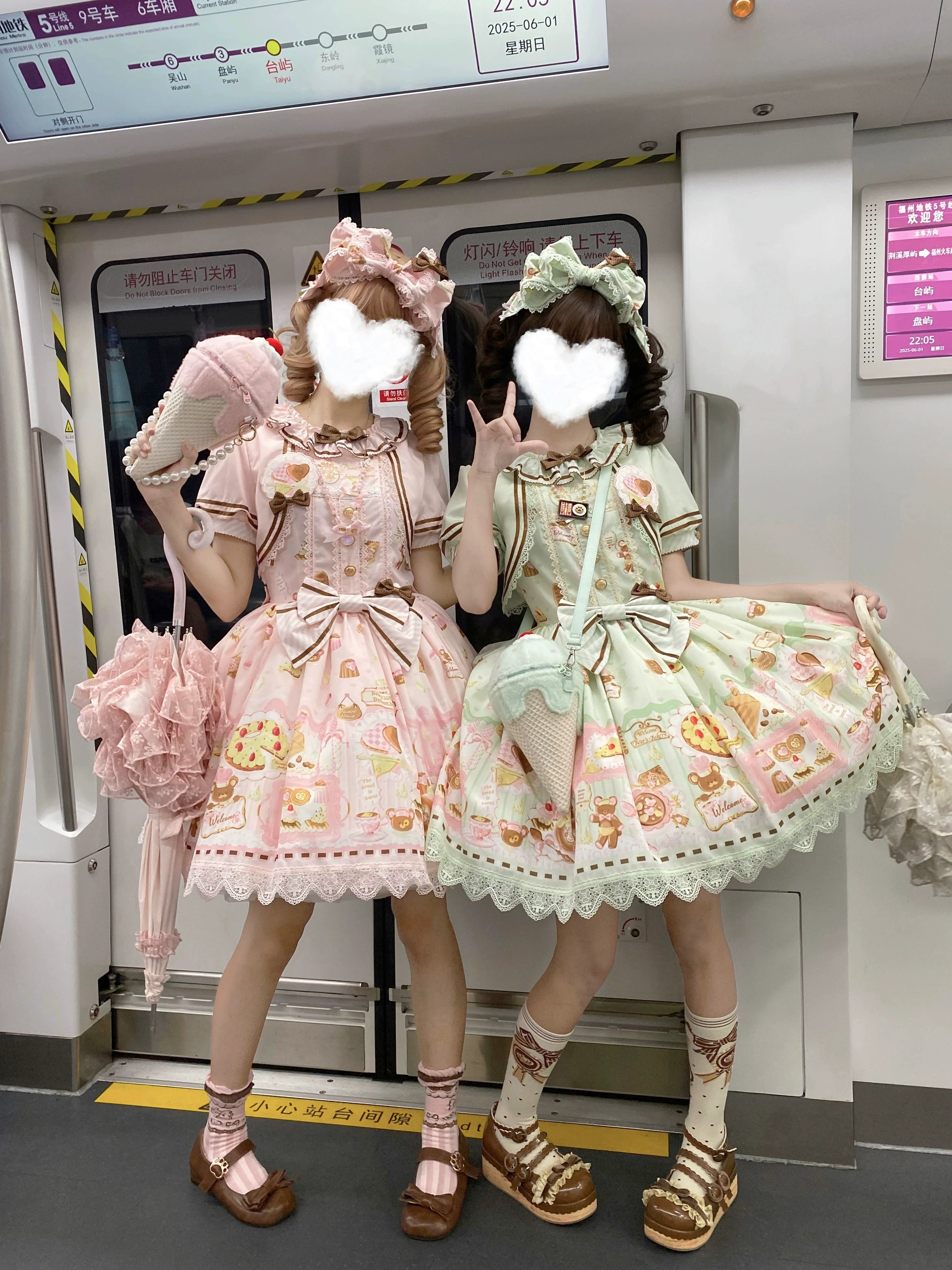 Babyblue - Dream Teahouse - Dessert Print Kawaii Lolita OP Dress Suit 43332:773725