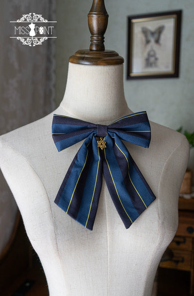 (Buyforme)Miss Point~Lolita Waist Belt Collar Skirt Clip Necklace Bibs navy blue striped bow tie  