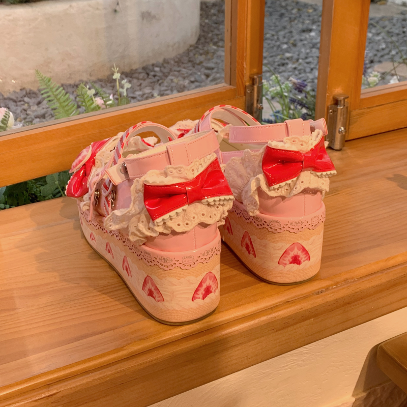 Aimee - Strawberry - Sweet Lolita High Platform Shoes Kawaii Lolita Shoes