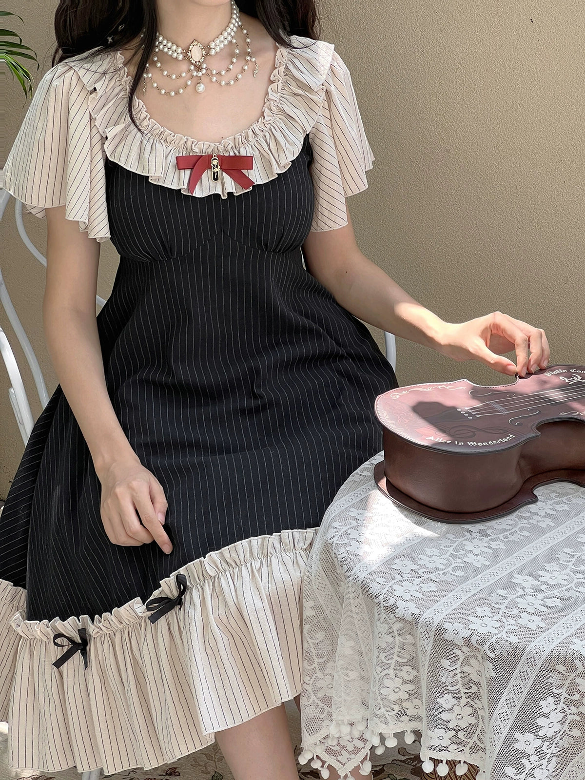 EESSILY~Cotton Plus Size Lolita OP Dress With Pockets & Detachable Bra Pads 43277:773506