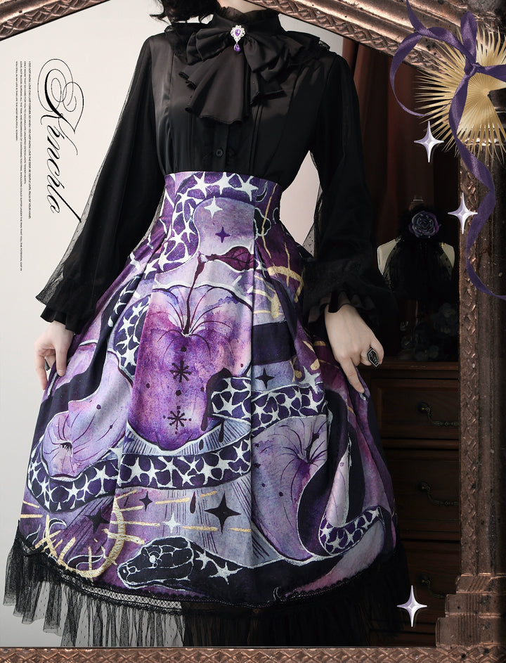 Krncrlo~Laocoon~Gothic Lolita SK Suit With Purple Snake & Apple Print 43289:772504