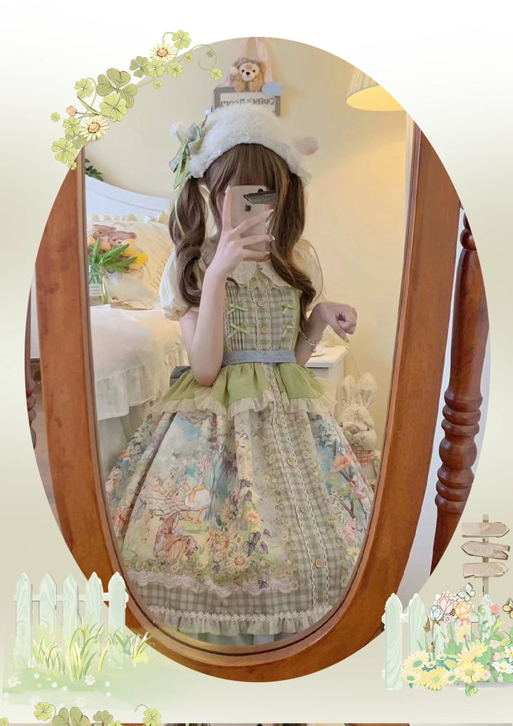 Strawberry Fantasia~Spring In The Air~Sweet Lolita JSK Green Lolita Dress   