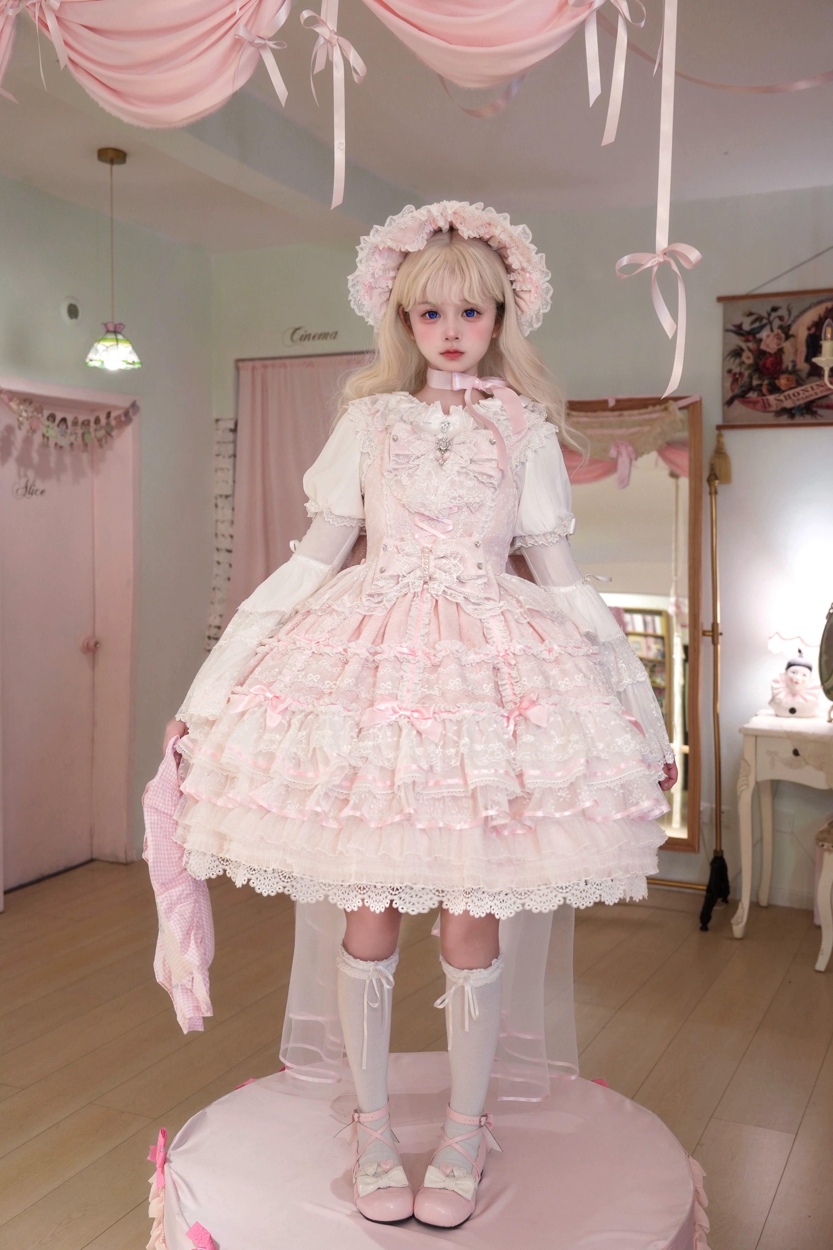 Flower Banquet - Wishing Star - Sweet Wedding Lolita JSK Bridal Lolita Dress (Pink / L M S XL) 41860:716160