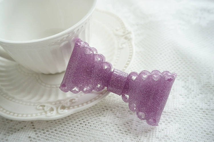 Cat Tea Party~Sweet Lolita Hair Clip Bow Heart Design Purple  