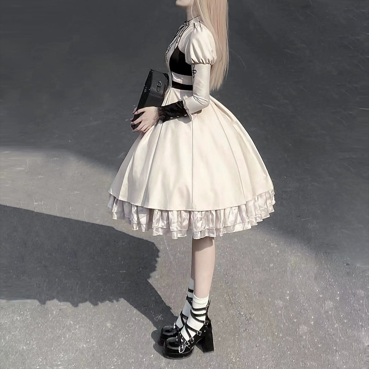 Letters from Unknown Star~Full Moon Charm~Gothic Lolita OP Dress Dark Themed Dress Short Style   