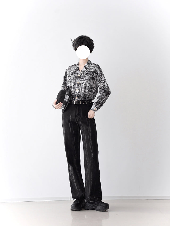 Miss Cube - Antique Label - Retro Lolita Shirt American Customized Loose Print Blouse 35672:497600