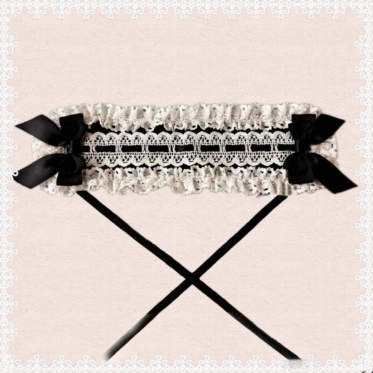 First Otome - Black Old School Lolita OP Dress, Lace Details Hairband Only (one size/M) S