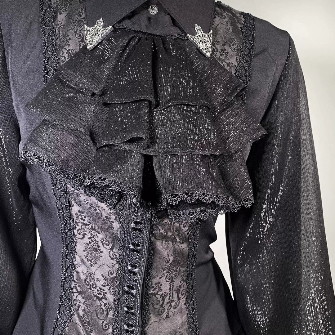 Little Dipper~Silver Elimination~Ouji Lolita Blouse with Long Sleeves and Jabot