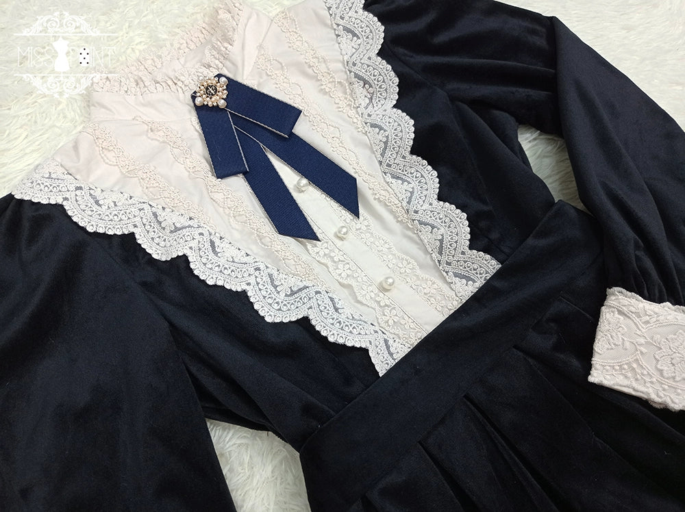 (BFM)Miss Point~Customized Lolita Dress Vintage Elegant Velvet OP Dress 32520:391636