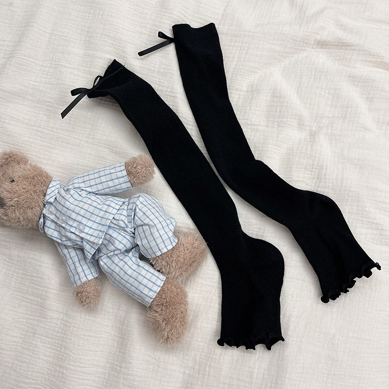 WAGUIR~Sweet Lolita Calf Socks Multicolors free size black 