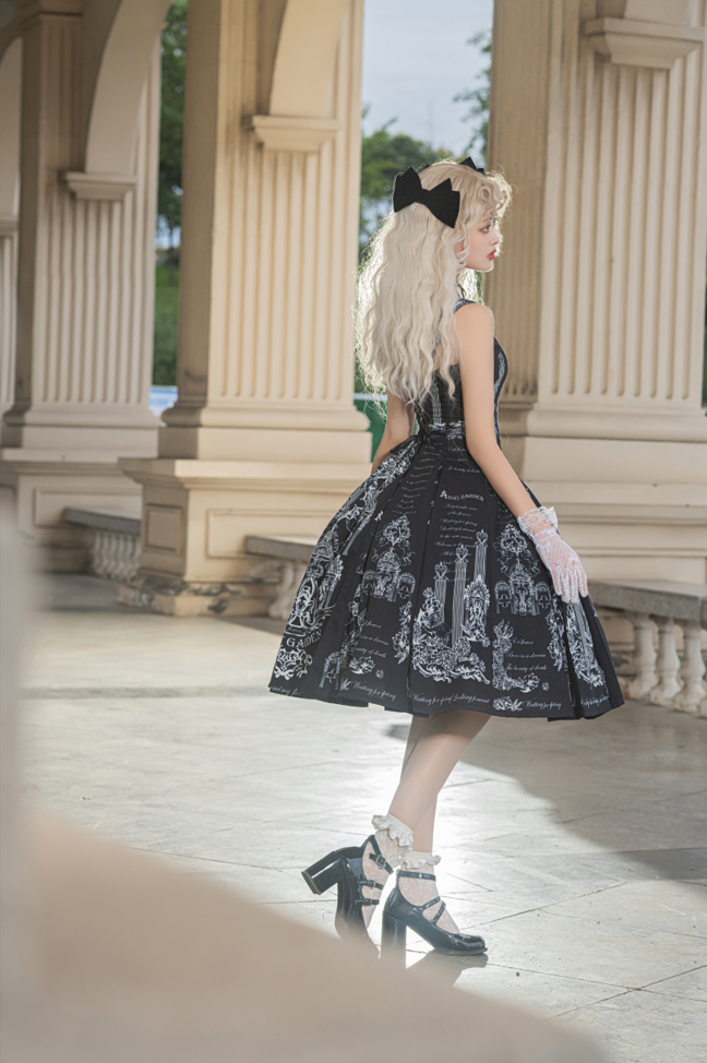 Vault Design~Angel Garden~Elegant Lolita JSK Six-panel Lolita Black Dress