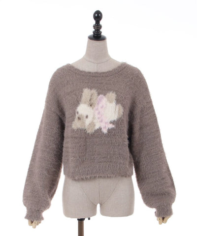 Axes Femme~Kawaii Lolita Rabbit Print Knitting Sweater M dark coffee knitting sweater 