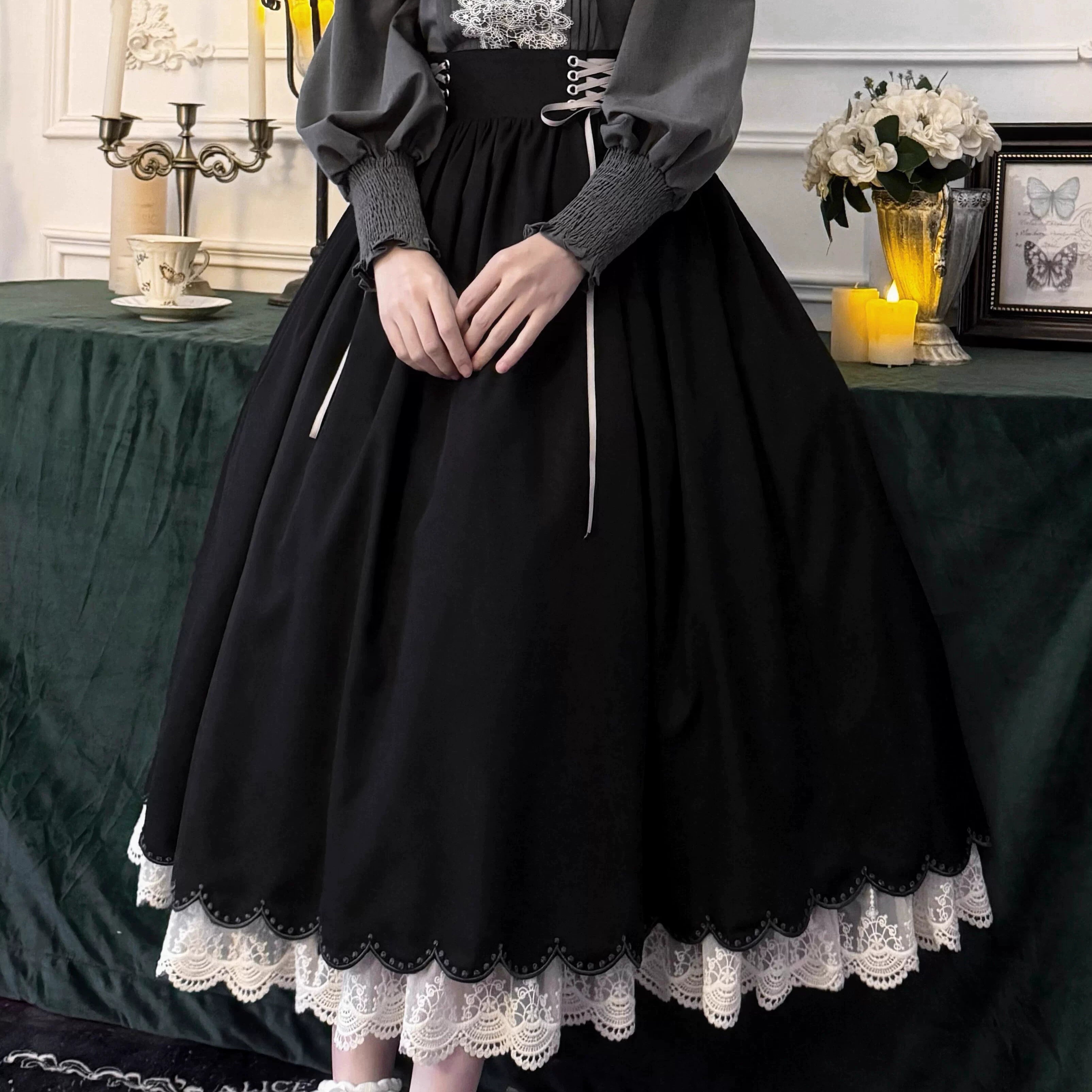 EESSILY - Countess's Autumn Travel - Vintage Lolita Shirt and Skirt (L M S XL) 44247:800625