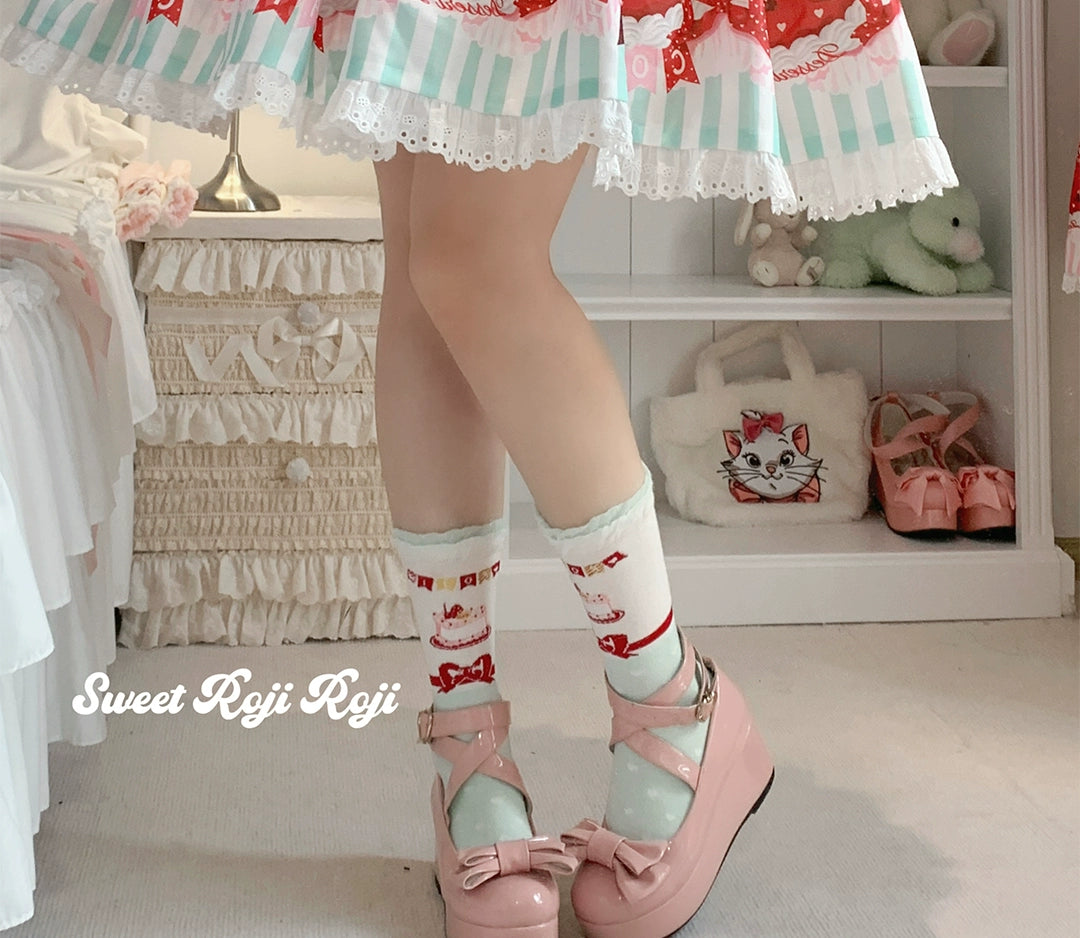 Roji Roji~Sweet Lolita Socks Cake Pattern Winter Socks