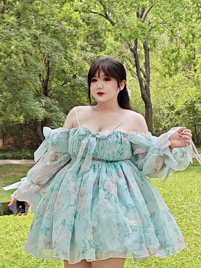 Rouroudream~Plus Size Lolita Princess Dress Mint Puff Sleeve 38404:586116