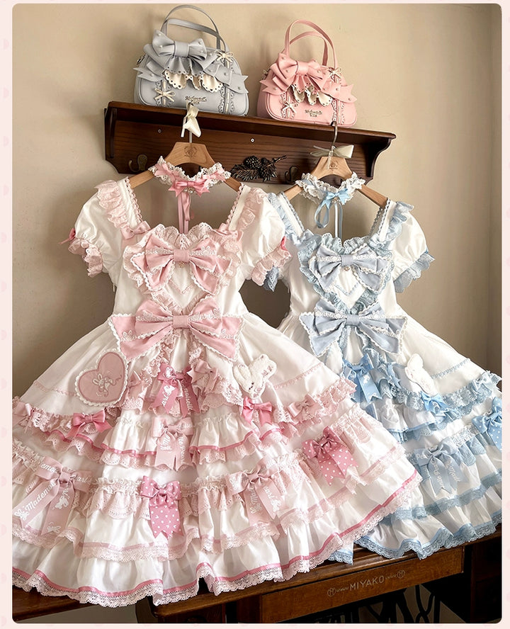 Mademoiselle Pearl~Bow Rabbit~IP Collab Sweet Lolita OP in Multiple Styles 43054:763725