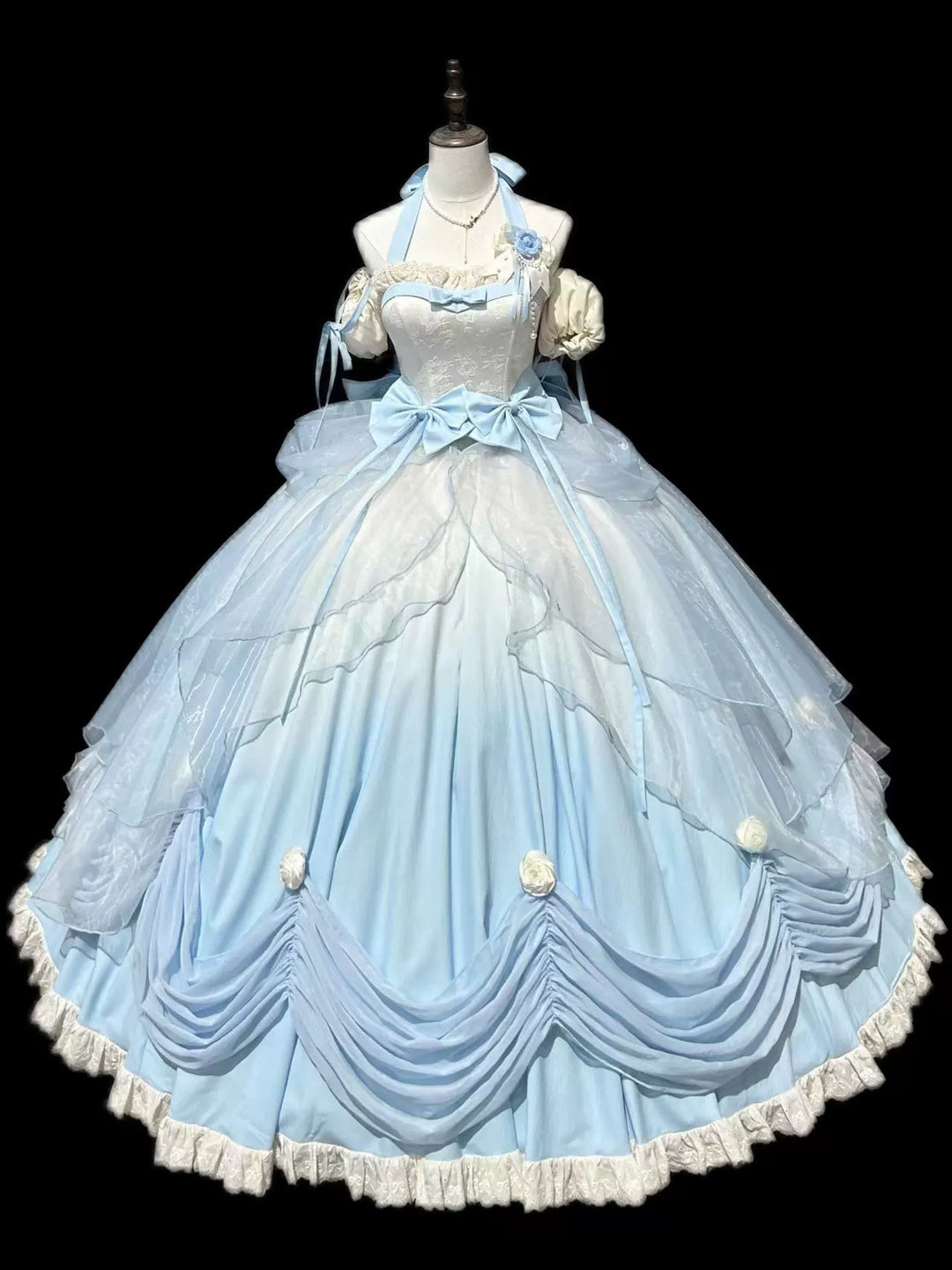(BFM)For You~True Love Kiss~Sweet Lolita Dress Gradient Gorgeous JSK Set S Gradient Blue - Long Version 