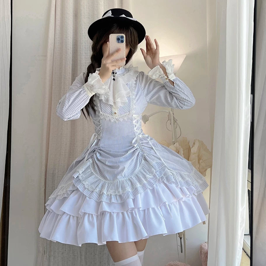 Perint Manor - Gothic Lolita Striped Dress, Tailor-made 44410:808342